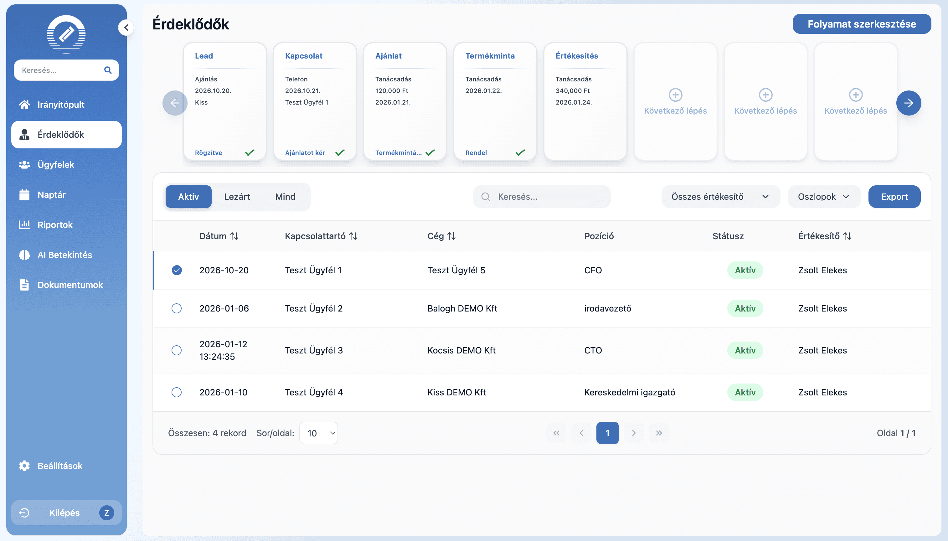 Káoszmentes értékesítési folyamat